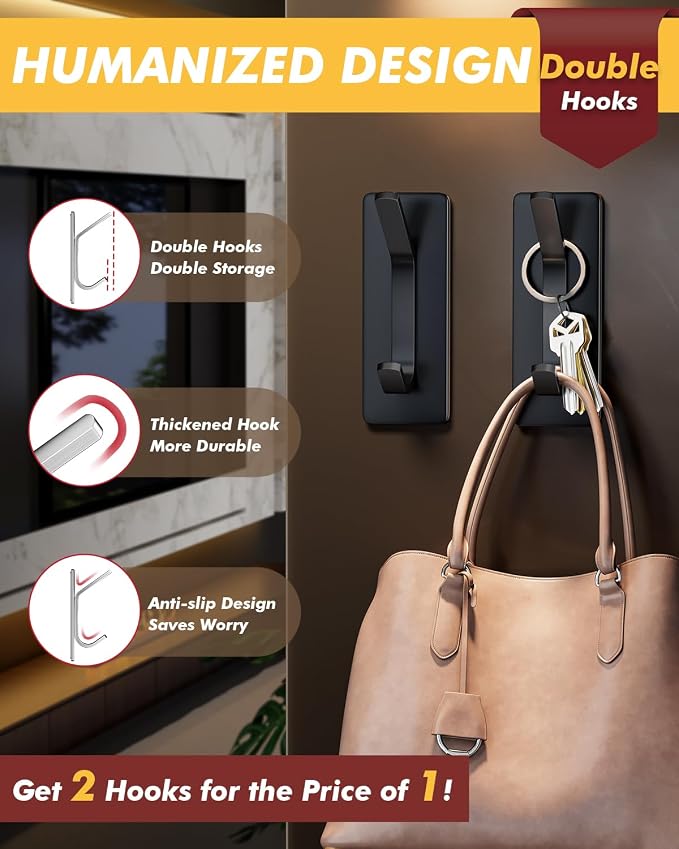 Auxmir Self Adhesive Hooks for Hanging 15lb, Stainless Steel Wall Hooks for - Image 5