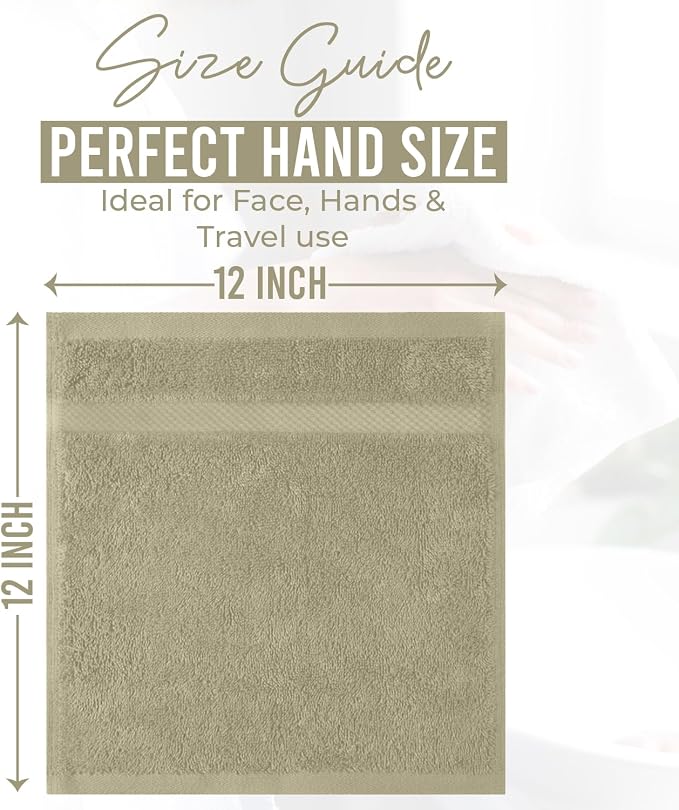 DAN RIVER 12-Pack Premium 100% Cotton Beige Face Towels – Reusable Face Towel - Image 2