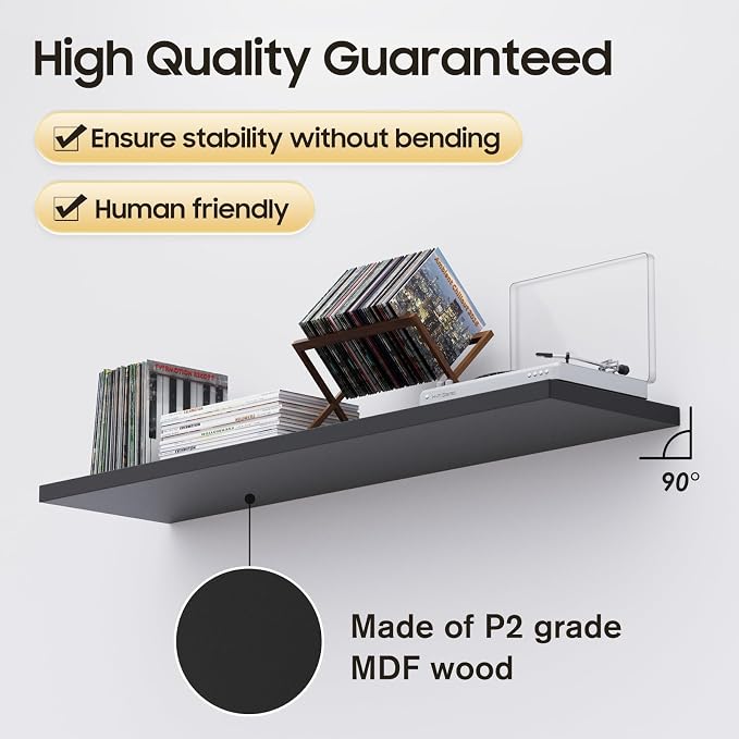 Floating Shelf, 30 in W x 12.75 in D x 2 in H Wooden Floating Wall Shelf - Image 5