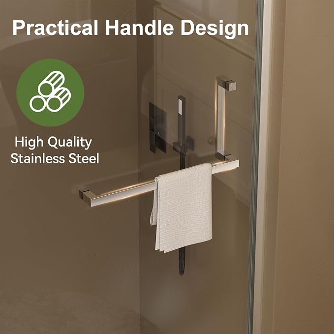 Frameless Pivot Shower Door 29-30" W x 72" H, Pivot Swing Shower Glass Door - Image 2