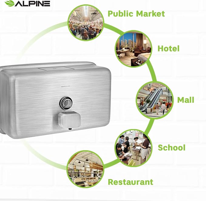 Alpine Wall Mounted Stainless Steel Liquid Soap Dispenser - Image 8