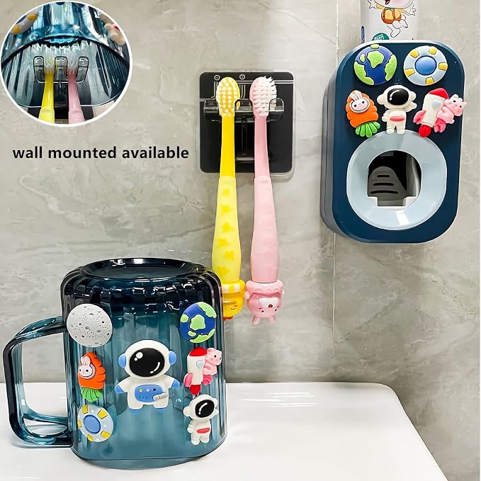 Automatic Toothpaste Dispenser & Toothpaste Holders and Wall Mounted Cup 3 - Image 2