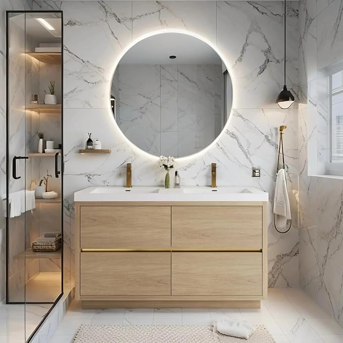 60 Inch Bathroom Vanity with Sink, Double Sink Bathroom Vanity, Freestanding by VUMALL