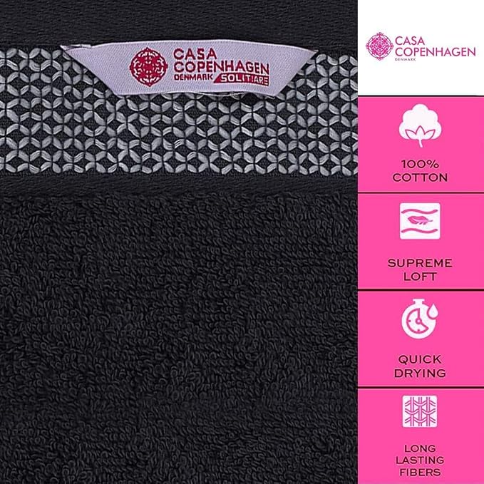 CASA COPENHAGEN Solitaire Towels, 4 Pieces Bath Towel Set- Pine Grey, 600 GSM - Image 2