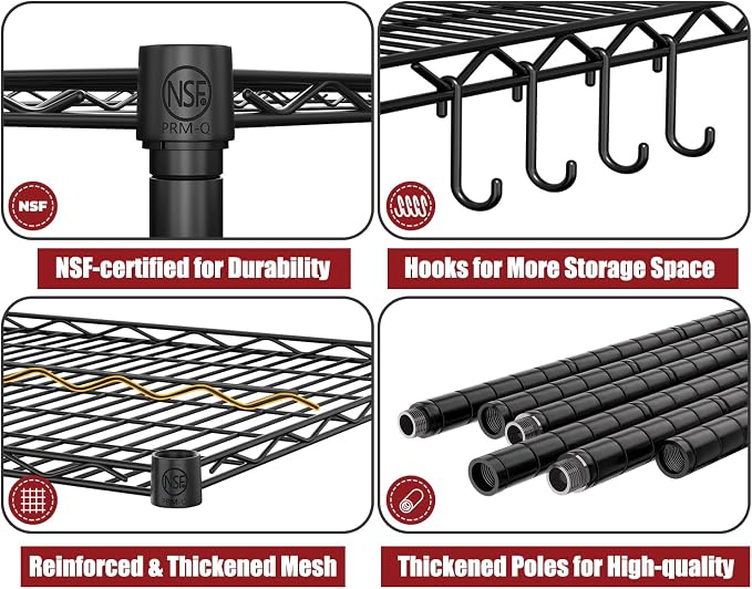 PrimeZone 55.5" W x 24" D x 80" H Heavy Duty Wire Storage Shelves - Image 4