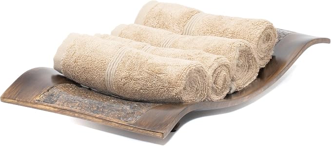 Mosobam Luxury Turkish Towels Set of 4 Washcloths 13X13 Light Taupe 700 GSM by Mosobam