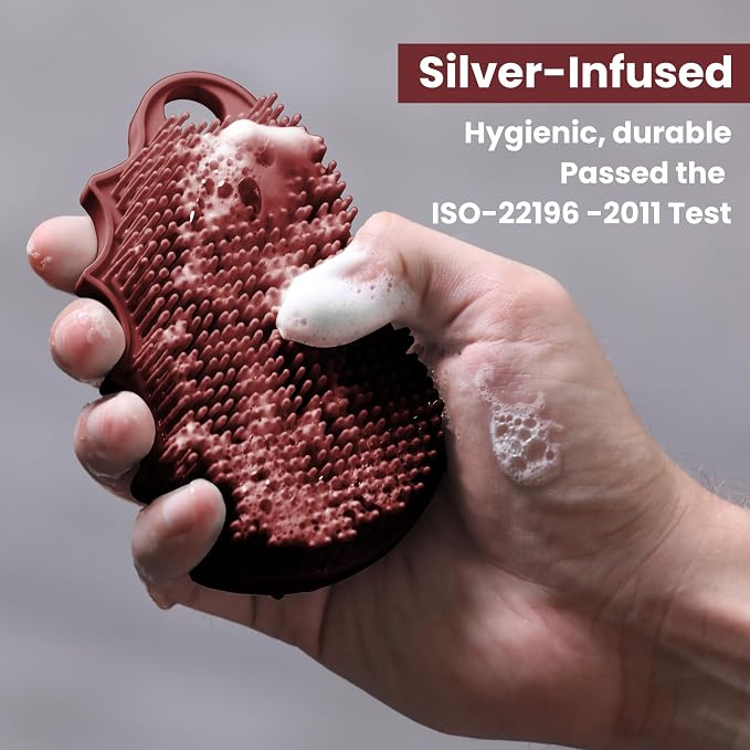 Silicone Body Scrubber Silver-Infused Dual-Sided 3-in-1 - Image 5