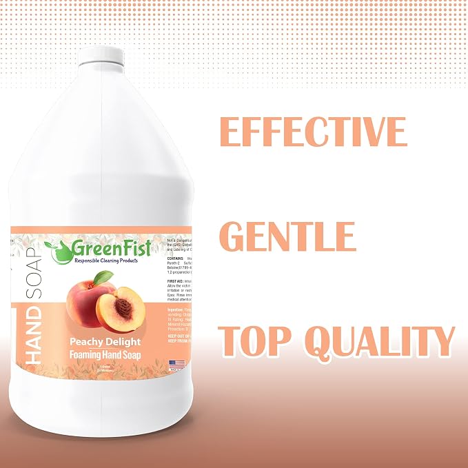 GreenFist Foaming Hand Soap Refills Peach Scent Jug Foam Refill Made in USA - Image 3