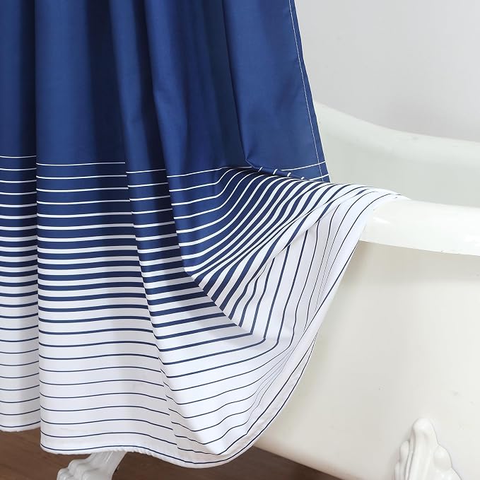 90 Inch Blue Shower Curtain, Extra Long Modern Navy Blue and White Gradient - Image 5