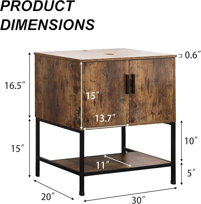 UEV Rustic Brown 30" Bathroom Vanity - Image 2