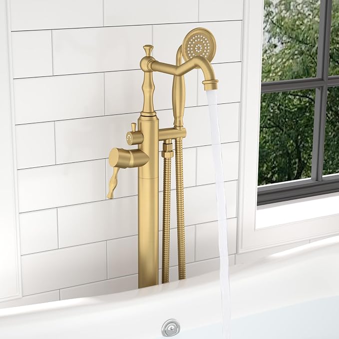 Hoimpro Free Standing Tub Faucet Freestanding Tub Filler Bathtub Faucet Stand - Image 2