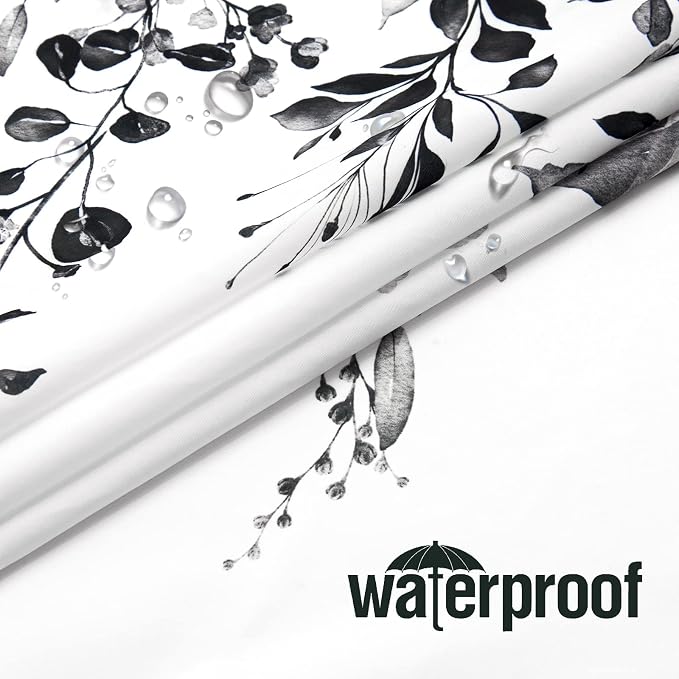 Gibelle Black and White Eucalyptus Shower Curtain - Image 4