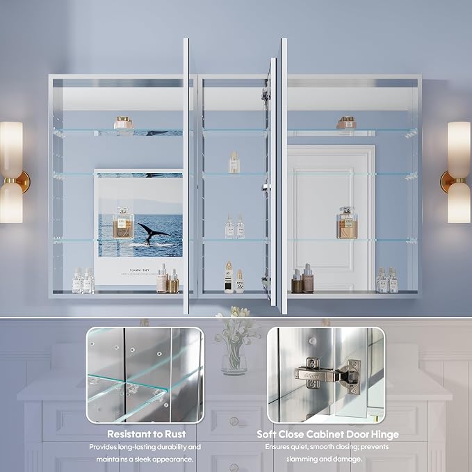 WELLFOR 60" x 36" Bathroom Medicine Cabinet - Image 4