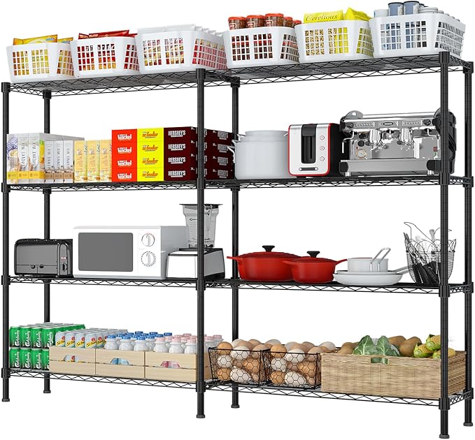 4 Tier Storage Racks Shelving, Heavy Steel Pantry Shelves, Adjustable Wire by Unknown