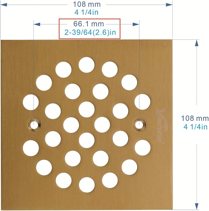 Square 4-1/4（4.25） inch （108mm*108mm） Screw-in Shower Floor Drain Grate Strainer - Image 2