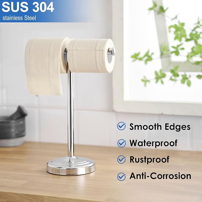 RUMOSE 13 Inch Polished Chrome Towel Stand Hand Towel Holder Bathroom Kitchen - Image 6