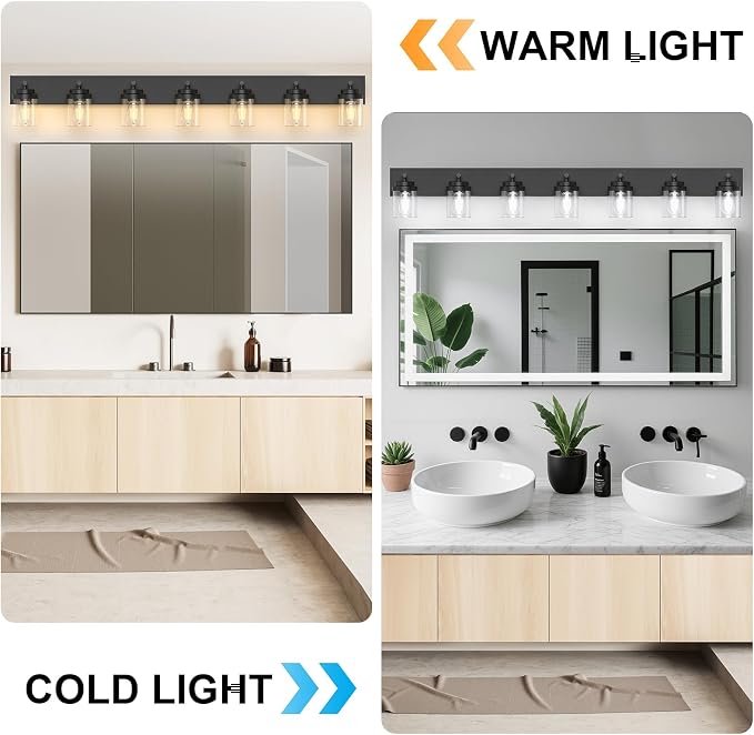 IZORRO Bathroom Vanity Light Fixture, 7-Light 51 Inch Matte Black Bathroom - Image 8