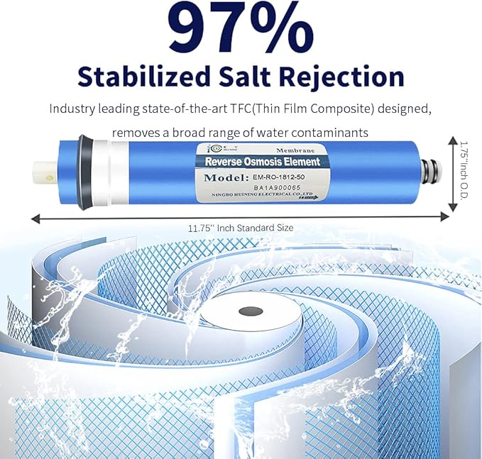 Huining Reverse Osmosis Membrane 50GPD-1812/2012 RO Membrane Housing Kit - Image 3