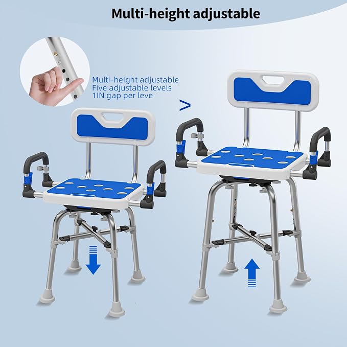 Swive Shower Chair with Arms and Back Heavy Duty 500 lbs - Image 8