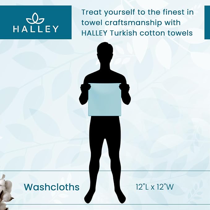 HALLEY Turkish 8 Pack Premium Washcloths 650 GSM Highly Absorbent Super Soft - Image 7