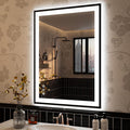 ISKM Framed LED Mirror for Bathroom 36"x24", Dimmable LED Bathroom Mirror by ISKM-IStillKeepMovin