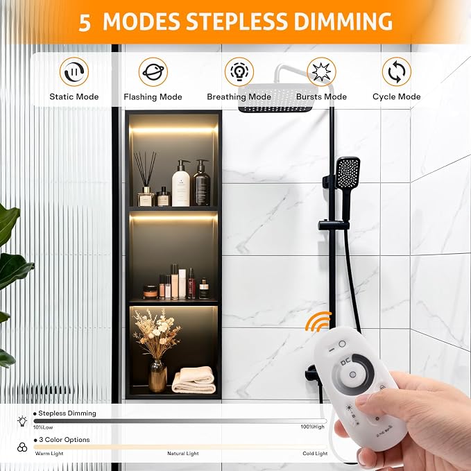WICHEMI Stainless Steel Shower Niche 12" X 36", No Tile Needed Wall Niche - Image 3