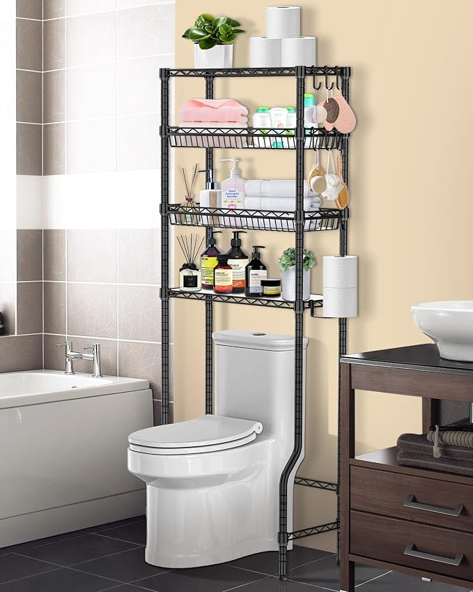 Bathroom Organizer Over The Toilet Storage, 4-Tier Metal Bathroom Over Toilet - Image 2
