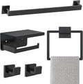 Matte Black Bathroom Hardware Accessories Set 5-Pieces Black Towel Bar Set by Kiakuoow