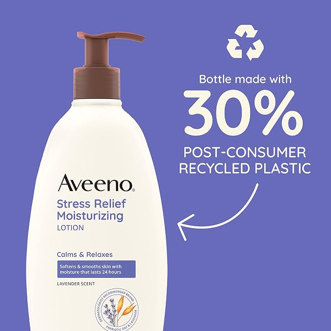 Aveeno Stress Relief Moisturizing Body Lotion 33 Fl Oz, Lavender Scent - Image 6