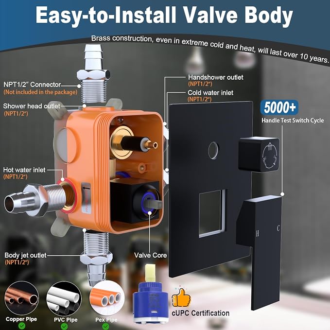 Enga Matte Black Rain Shower System - Image 7