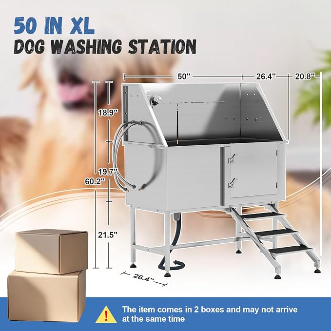 Albott 50-Inch Stainless Steel Pet Washing Station - Image 9