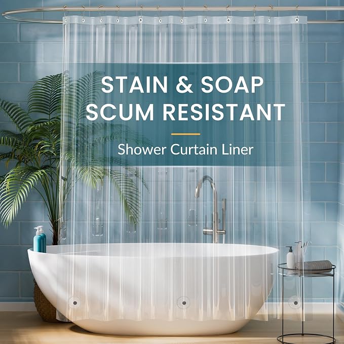 Titanker Clear Shower Curtain Liner, Plastic Shower Liner PEVA 72 x 72 by Titanker