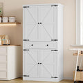 Pantry Organizers and Storage Cabinet, 70” Barn Door White Kitchen Cabinet by BORNOON