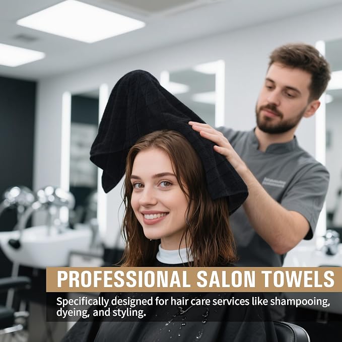 HOMERHYME Salon Towels, 24 Pack Black Hand Towels - Image 3