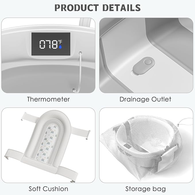 Collapsible Baby Bathtub for Newborn to Toddler 0-36 Months, Spacious Foldable - Image 4