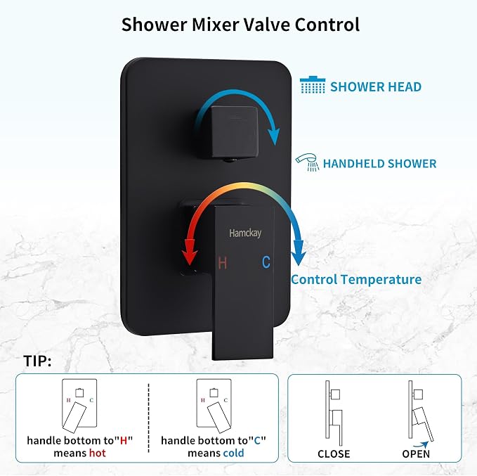 10 Inch Matte Black Shower Faucet Set - Image 6