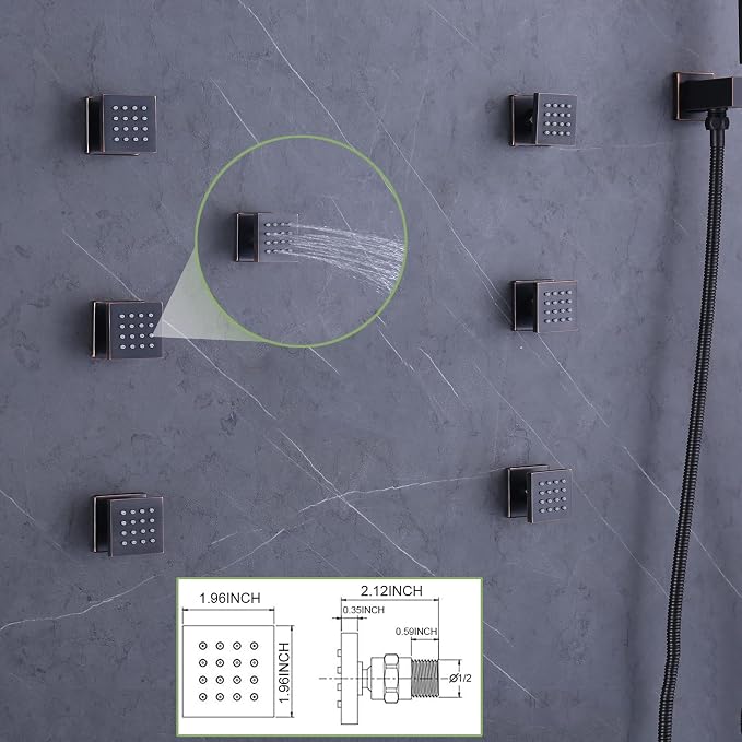 Oil Rubbed Bronze 16X24 inch Ceiling Mounted Rain Shower Head System, Digital - Image 4