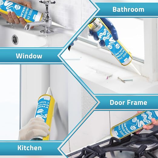 PAULINN Silicone Caulk White, 100% Silicone Sealant Waterproof - Image 6
