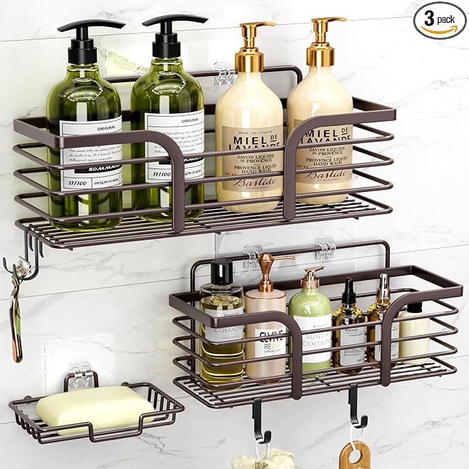 Yougai Shower Caddy 3 Pack, No Drilling Stainless Steel Hanging Shower by Yougai