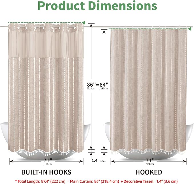 No Hook Extra Long Shower Curtain Set - Image 7