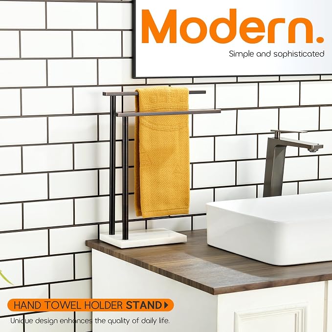 Stand Towel Holder for Bathroom Vanity Countertop 2-Tier Towel Racks - Image 3