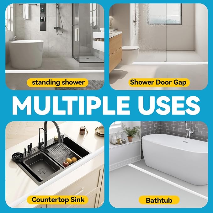 39'' Collapsible Shower Threshold Water Dam Shower Barrier Keeps Water Inside - Image 8