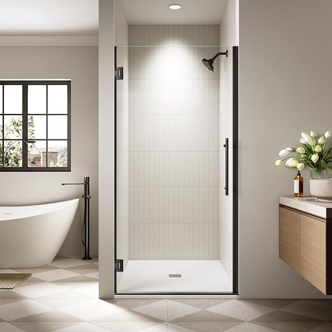 Frameless Hinged Shower Door, Single Swing Shower Panel by Unknown
