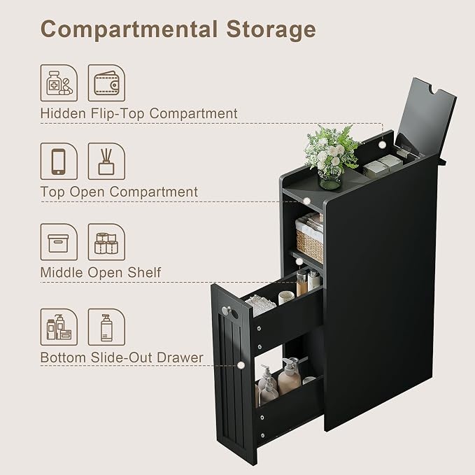 ChooChoo Slim Bathroom Storage Cabinet, Narrow Small Bathroom Organizer - Image 7