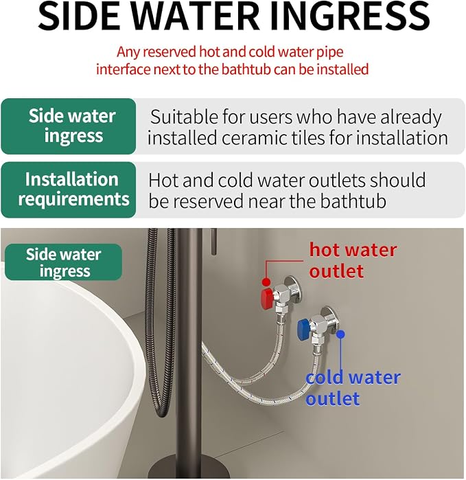 Freestanding Bathtub FaucetFloor Mount Bathtub Filler Shower Mixer Faucet - Image 5