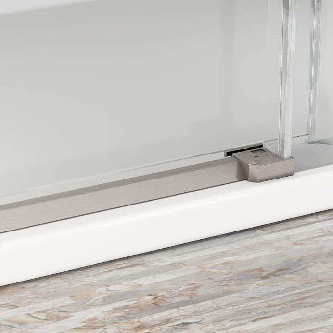 Sunrosa Semi-Frameless Glass Shower Door, 51-55" W x 76" H Single Sliding - Image 5