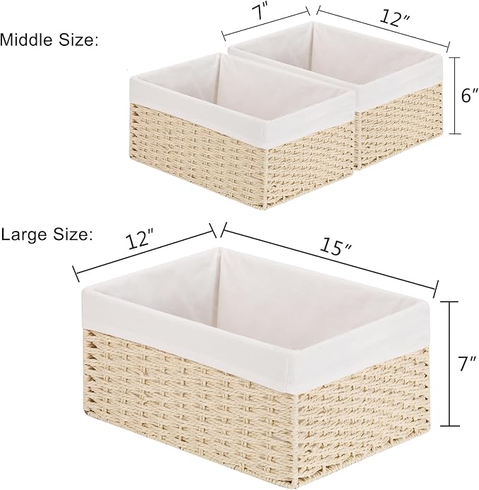 Vagusicc Wicker Basket, Decorative Bathroom Wicker Storage Basket Bins - Image 3