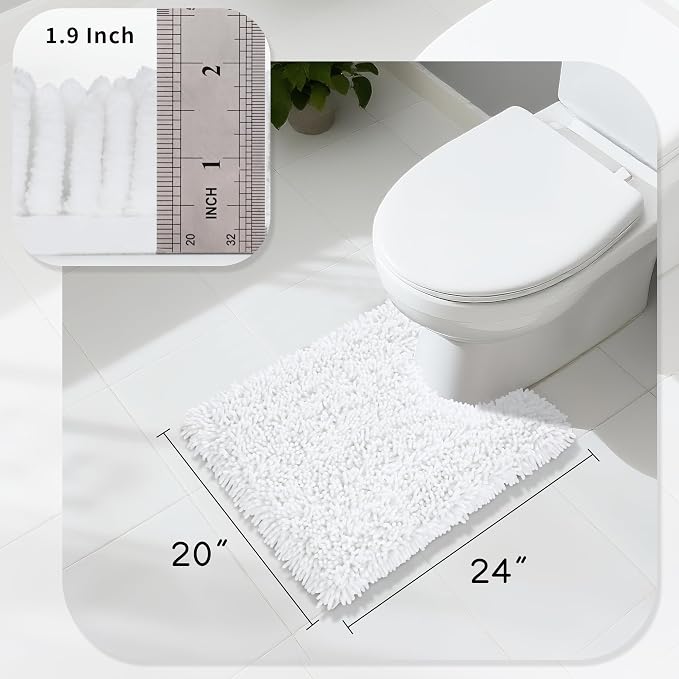 Yimobra Toilet Rugs U Shaped Washable, Extra Thick Soft Absorbent Chenille - Image 2