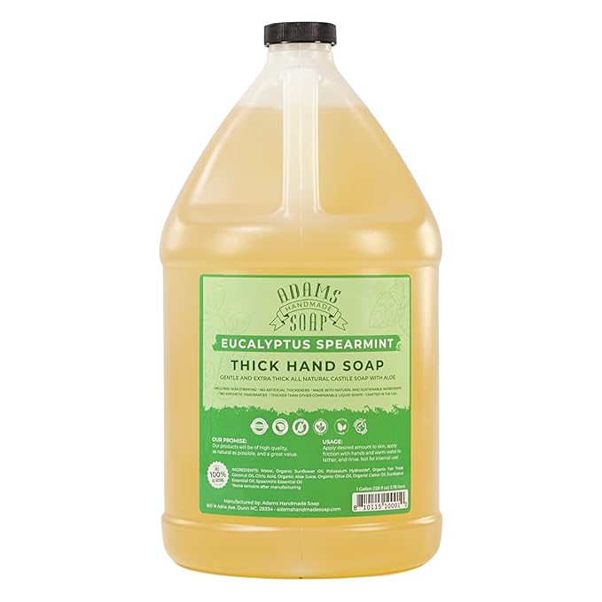 Adams Handmade Soap Liquid Organic Castile Thick Hand Soap 1 Gallon by AdamsHandmadeSoap