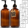 16 OZ Thick Amber Glass Soap Dispenser by SunrisePremium